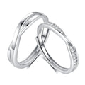 FDJZ-166 Design 925 Sterling Silver Simple Open Adjustable Cross Zircon Mobius Twisted Rope Couple Rings