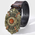 Aesthetic Viral TikTok Western Belt Distressed Rhinestone Buckle Leather Belt for Y2K Denim