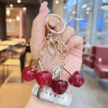 Cherry Bag Charm Fashion Accessories Golden Key Chain Glitter Resin Purse Charm for Bags