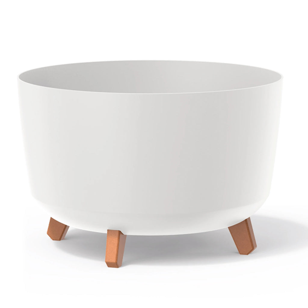 White flower pot without reservoir GRACIA collection 39cm x 39cm x 25.7cm capacity of 21.5 L.