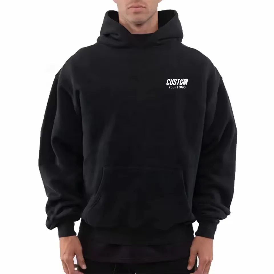 Custom 400-500Gsm Heavyweight 100% Organic Box Cropped Cotton French Terry Pullover Hoodie for Men Embroidered 3D Solid Spring