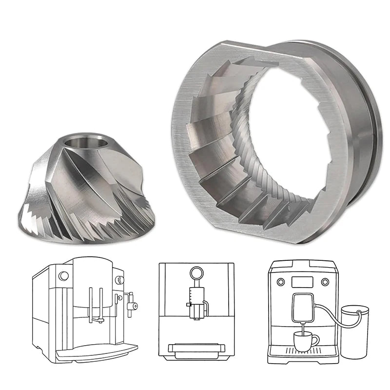 Electric Coffee Grinder Parts Stainless Steel Espresso Grinder Burr 48MM Conical Burr Set Replacement for Jura