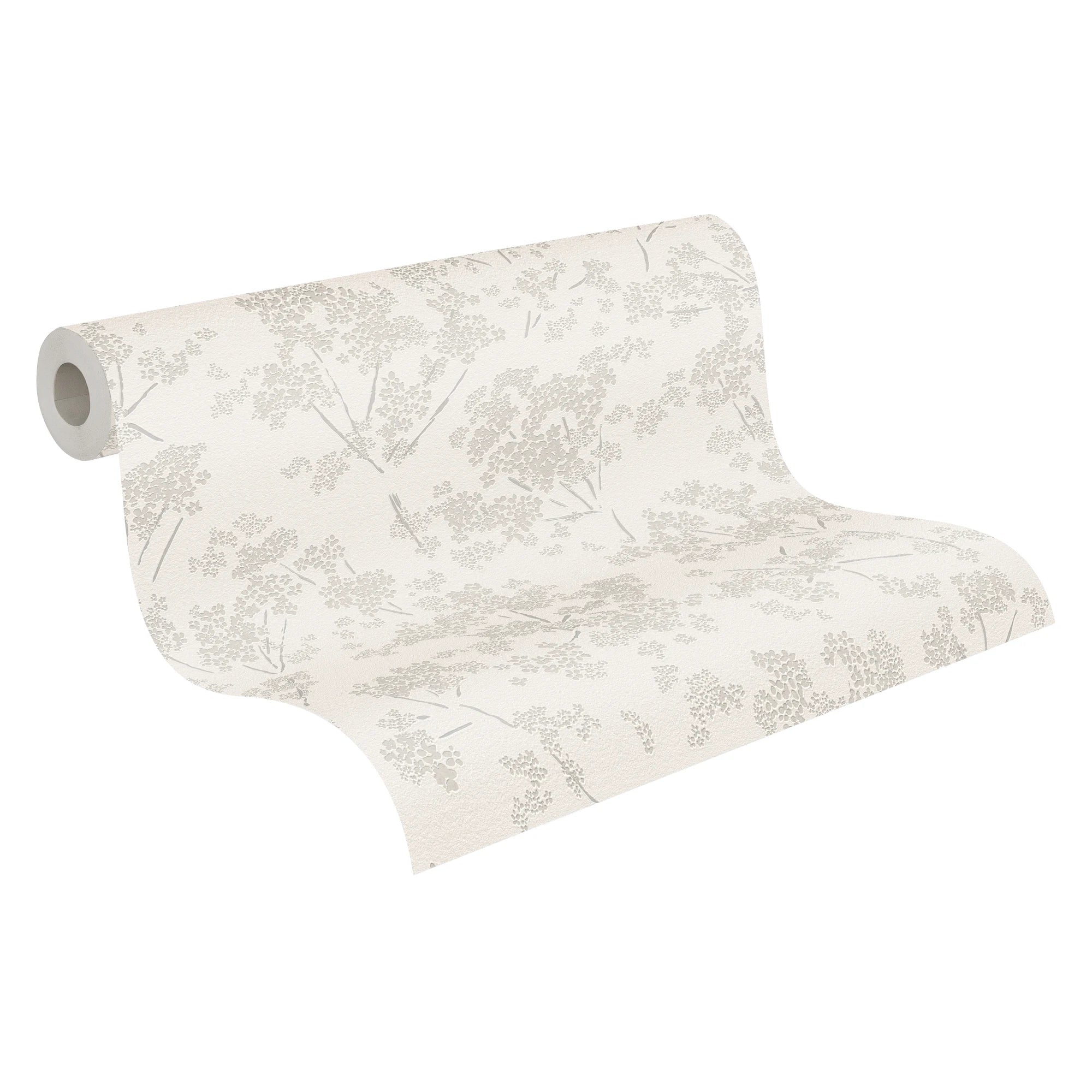 Made Germany Modern Floral Wallpaper Rolls White Grey Non Woven Vinyl 10.05x0.53m Hotel Use Highly Wash-Resistant