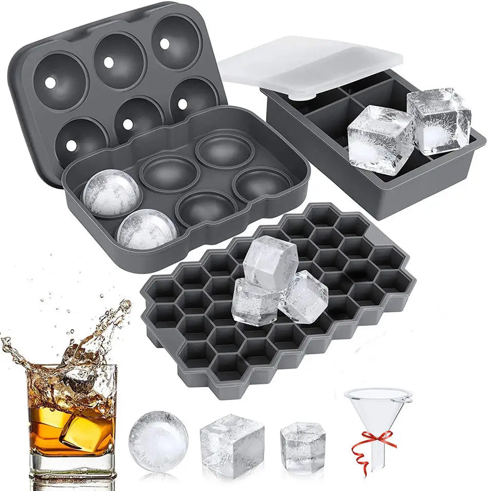 Transparent DIY Personalized Silicone Ice Cube Tray Freezer Rectangle Larger Flexible BPA Free Eco-Friendly Summer Maker Tools