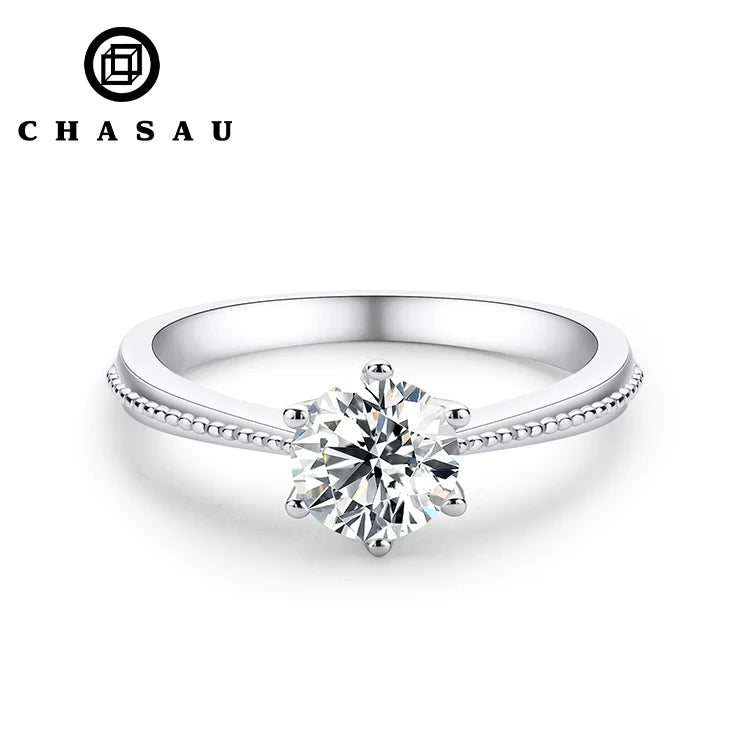 GRA Certificated 1ct 1.0ct 1 Carat 6.5mm Moissanite S925 Sterling Silver Engagement Wedding Rings Promise Female Ring