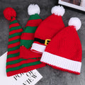 Red Christmas Knitted Beanie Caps Hats Autumn Winter Ball Stripe Warm Christmas Gift Knitted Hat