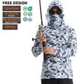 OEM Wholesale Camo Pullover Fishing Hoodie With Face Mask Long Sleeve Quick Dry Breathable UPF50 Custom Men Fishing Shirt