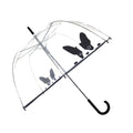 Large Canopy Transparent Dome Coverage Stick Umbrella with Reflective Strip J Hook Handle Outdoor Clear Bubble Umbrella