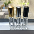 Luxury 10ml Rectangle Glass Bottles Gold Silver Black Pump Sprayer 20ml 30ml Options Perfume Screen Printed Carton MOQ 100pcs
