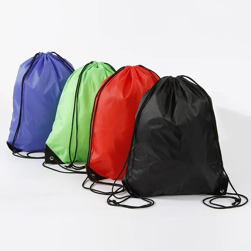 Custom Logo Nylon Polyester Drawstring Backpack Bags Fashion Style 210d 600d Waterproof Travel Sport Gym Bag String Carring
