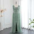 Jancember SZ469 Elegant Dubai Square Collar Mermaid Slit Evening Prom Dresses
