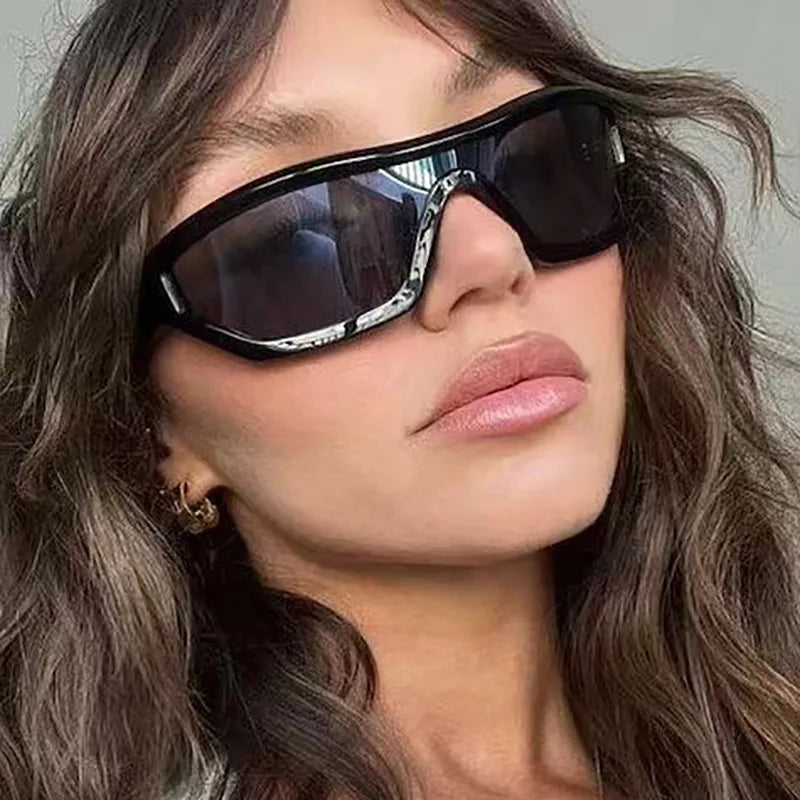 2025 Newest Fashion Y2K Big Frame Goggles Glasses UV400 One Piece Lens Cycling Sunglasses Men Women