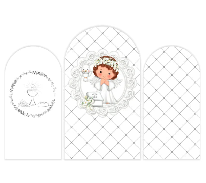 Silver Angel Baptism Arch Backdrop Cover High-elasticity God Bless Christening Decor Photo Booth