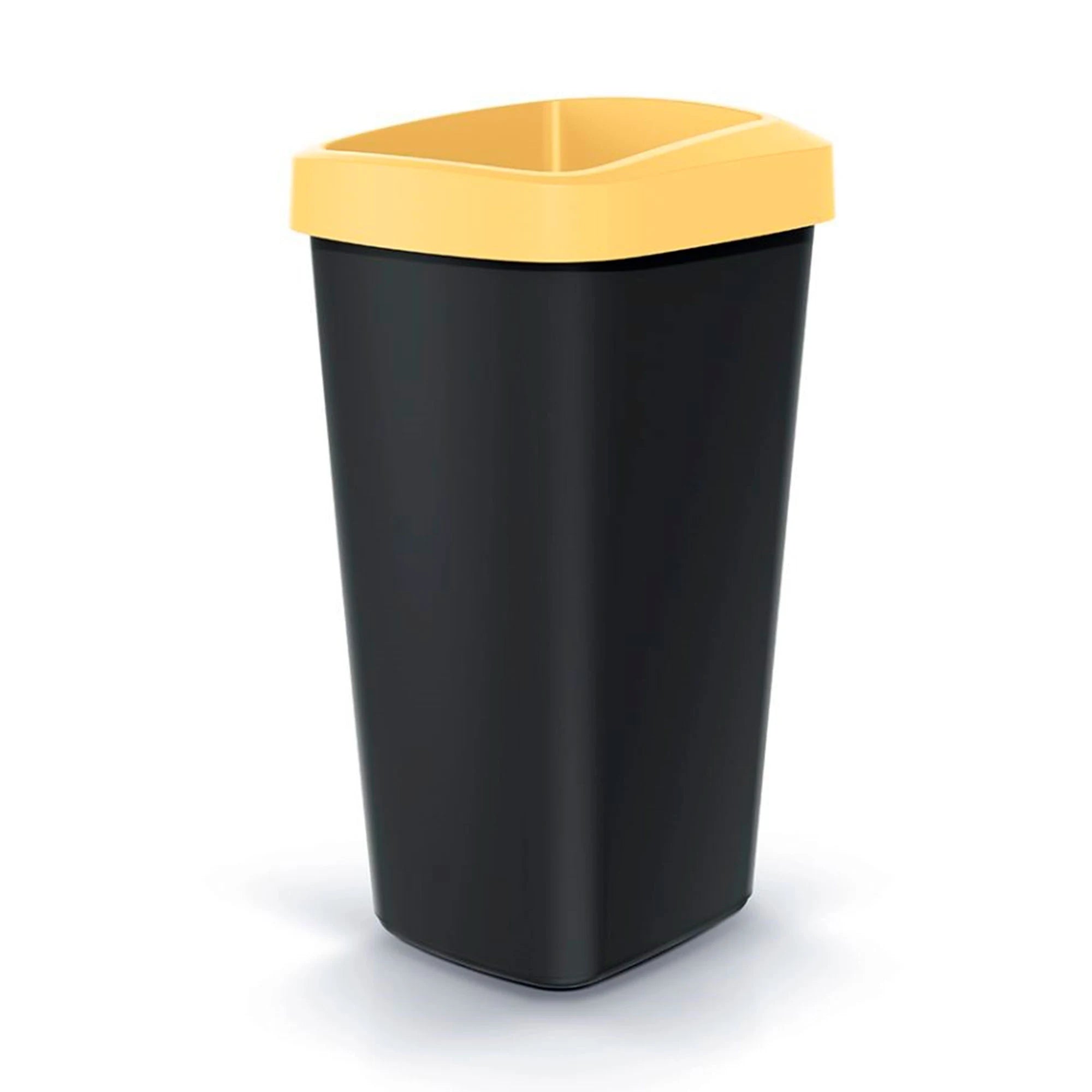 KEDEN 45L recycling bin in plastic with practical open lid yellow color.