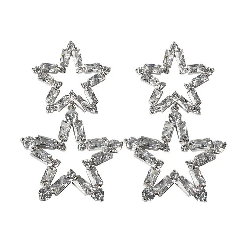 MOQ 2pcs Wholesale Wedding Jewelry Fancy Large Star Dangling Earrings