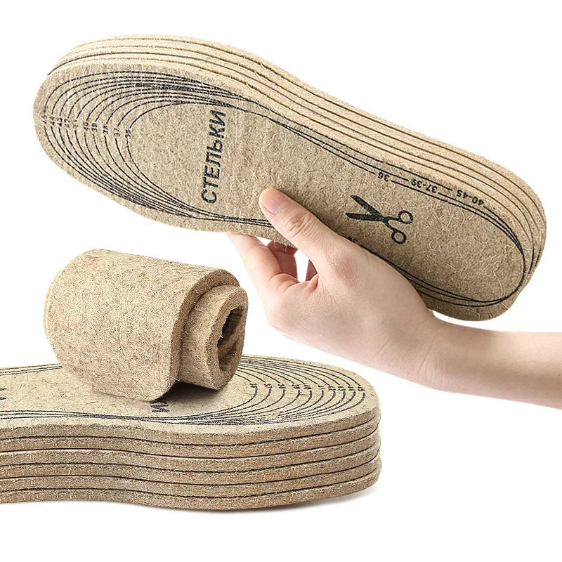 Melenlt Wool Felt Warm Insoles   Natural Wool Insoles Warm Lambs Wool Insoles for Men and Woman