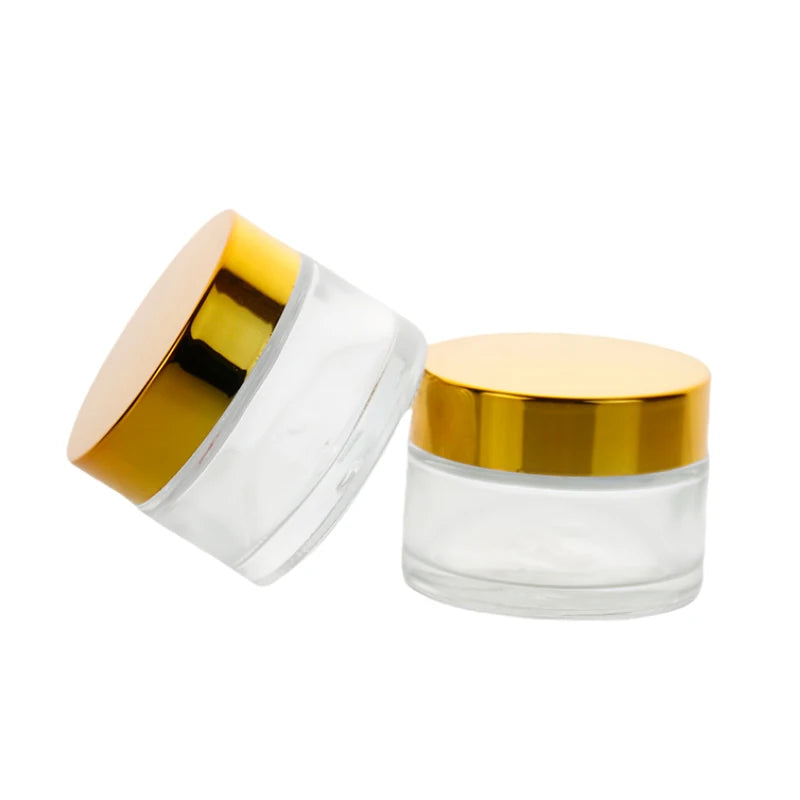 Transparent 50g Face Eye Cream Skin Cream Glass Cosmetic Cream Glass Jars for Cosmetic Packing with Screw Lid