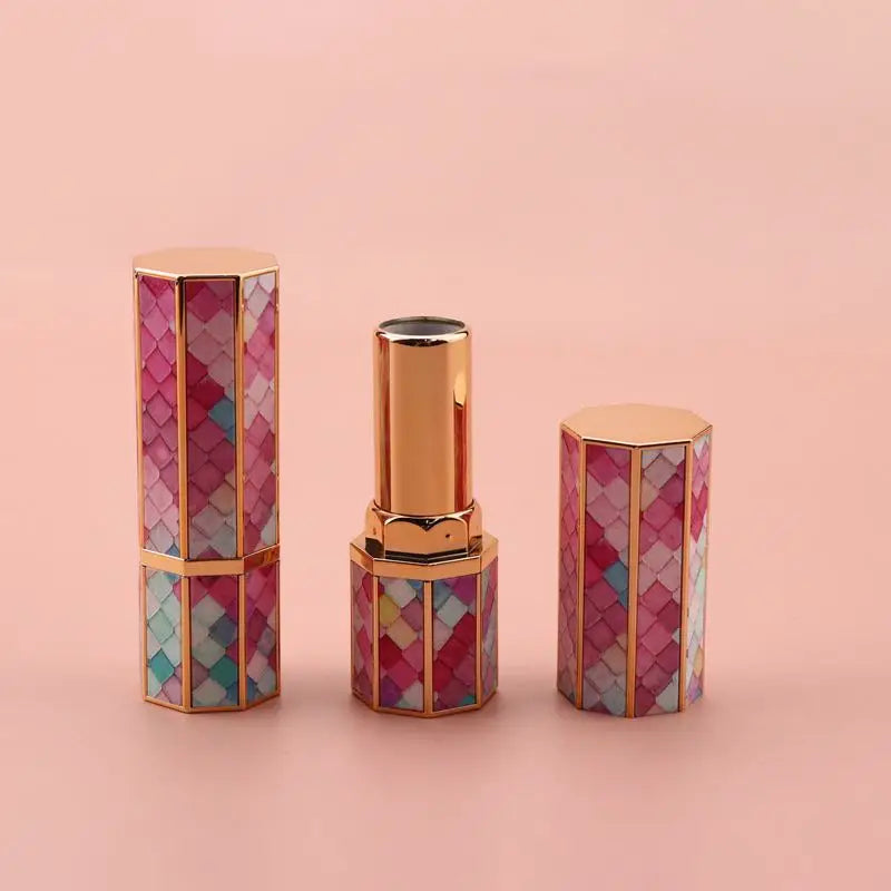 Wholesale Rose Gold Octagon Luxury Empty Lipstick Tubes Novelty Novelty Cosmetic Containers with Nice Pattern Plastic Material MegaBDM
