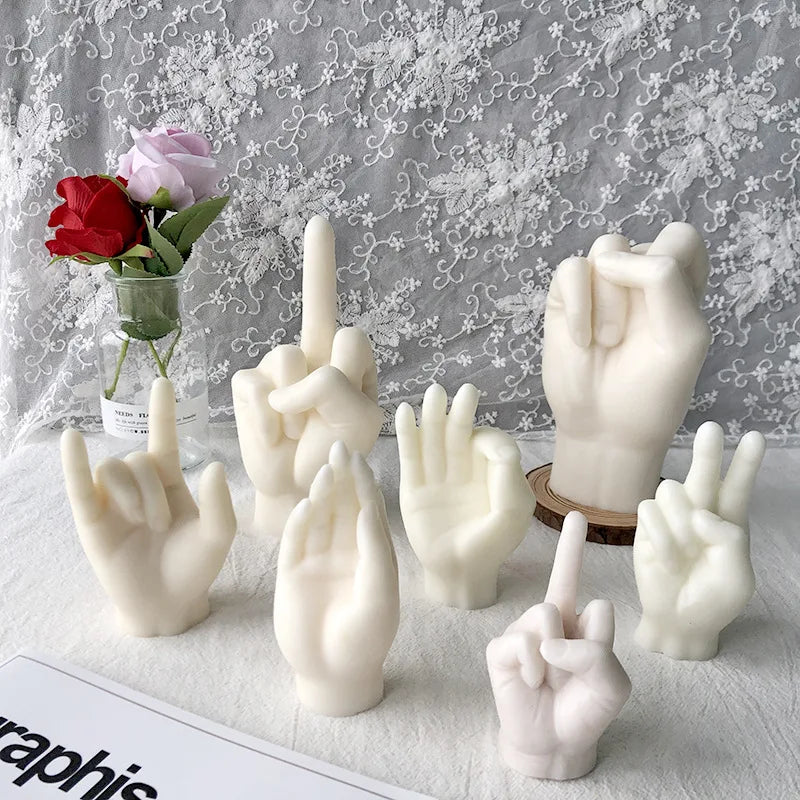 Finger Candle Silicone Mold Resin Cake Baking Tool Candle Soap Mold Various Hand Shapes 3D Handmade Home Decor Gift
