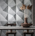 Germany Made 3D Blue Grey Non Woven Vinyl Wall Mural Geometric Large Format for Bedroom Hospital Use Sound-Absorbing Light