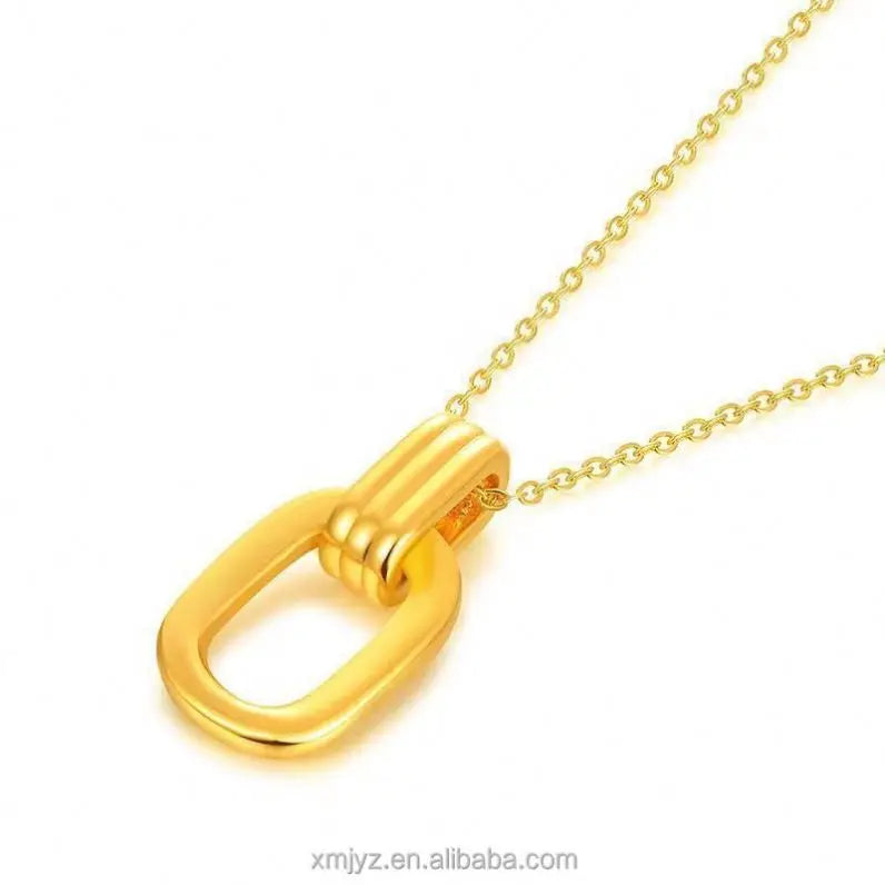 New Ancient French Ring Jewelry Retro Geometric Double Gold Plated Matching Necklace Simple Pendant Value Gift Supply