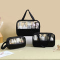 Factory Wholesale 3 Pack Half Clear Reusable Large Waterproof for Quart Size Travel Makeup Cosmetic Bag for Women Men