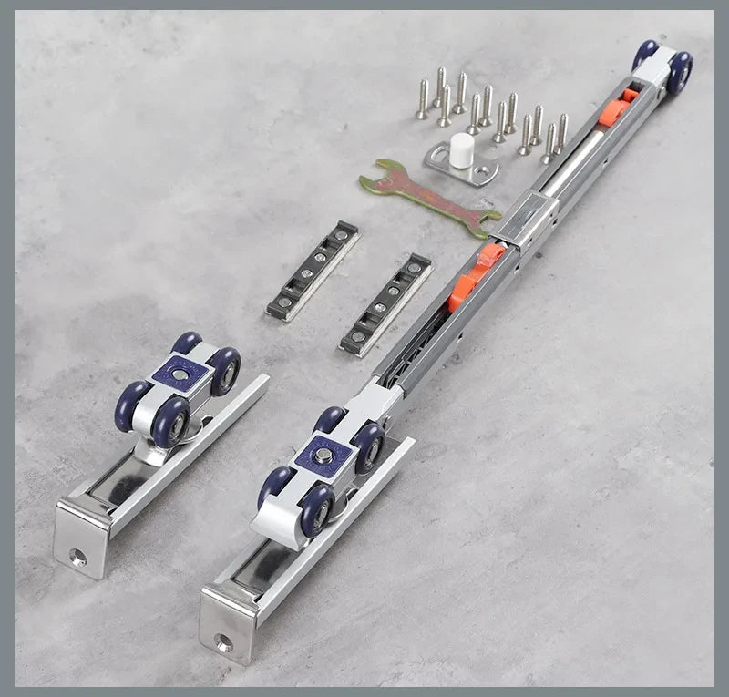 Stainless Steel Pulley Sliding Door Hanging Rail on Track Kitchen Mute Bidirectional Hydraulic Buffer Durable Accessories