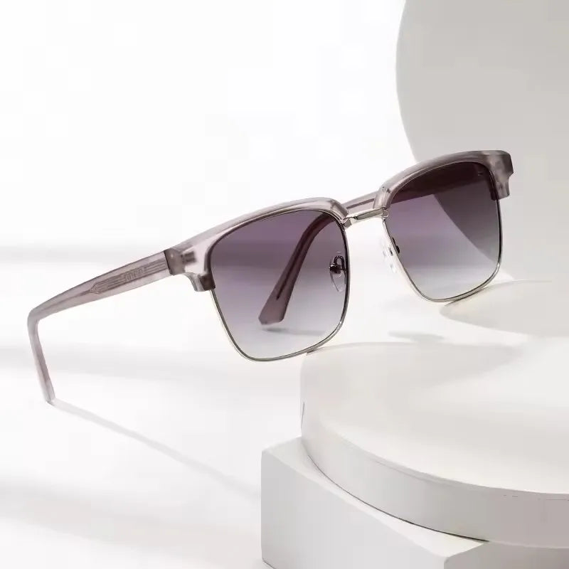 Logo Custom 2026 Trendy Retro TR90 Driving Sun Glasses UV400 Half Frame Square Sunglasses for Men MegaBDM