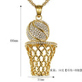 European American Hip-Hop Titanium Steel Basketball Screen Frame Pendant Necklace Cross-Border Popular Fashion Chains