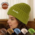 1pc Personalized Fashion Y2K Style Knit Beanie Soft Embroidered Customizable Text Logo Solid Color Elastic Warm Cartoon Unisex