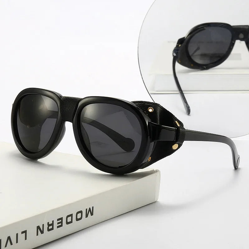 Wholesale Custom Logo Fashion Windproof Punk Driving Sun Glasses UV400 Polarized Stemapunk Men Sunglasses