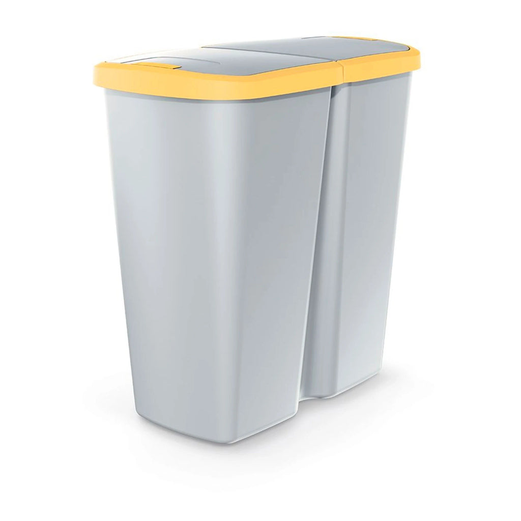 45L grey waste bin with 2 separate lids