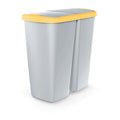 45L grey waste bin with 2 separate lids