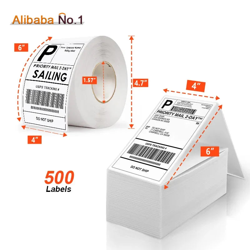SailingPaper 4x6 Thermal Labels with Silver Finish for Premium Product Packaging Branding and Retail Display