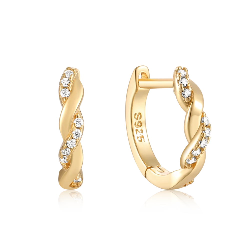 CANNER New Trend Moissanite Classic Simple Earrings Simple Ins S925 Sterling Silver Cross Twist Hoop Earrings for Girls