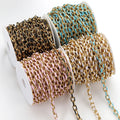 Fashion Stainless Steel Bulk Enamel Oval Chain PVD Gold Plated Glaze Link Chains for Jewelry Necklaces Bracelets Making
