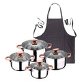 8-piece stainless steel cookware set suitable for induction cooktops San Ignacio Premium Collection + Dark Grey 100% Cotton