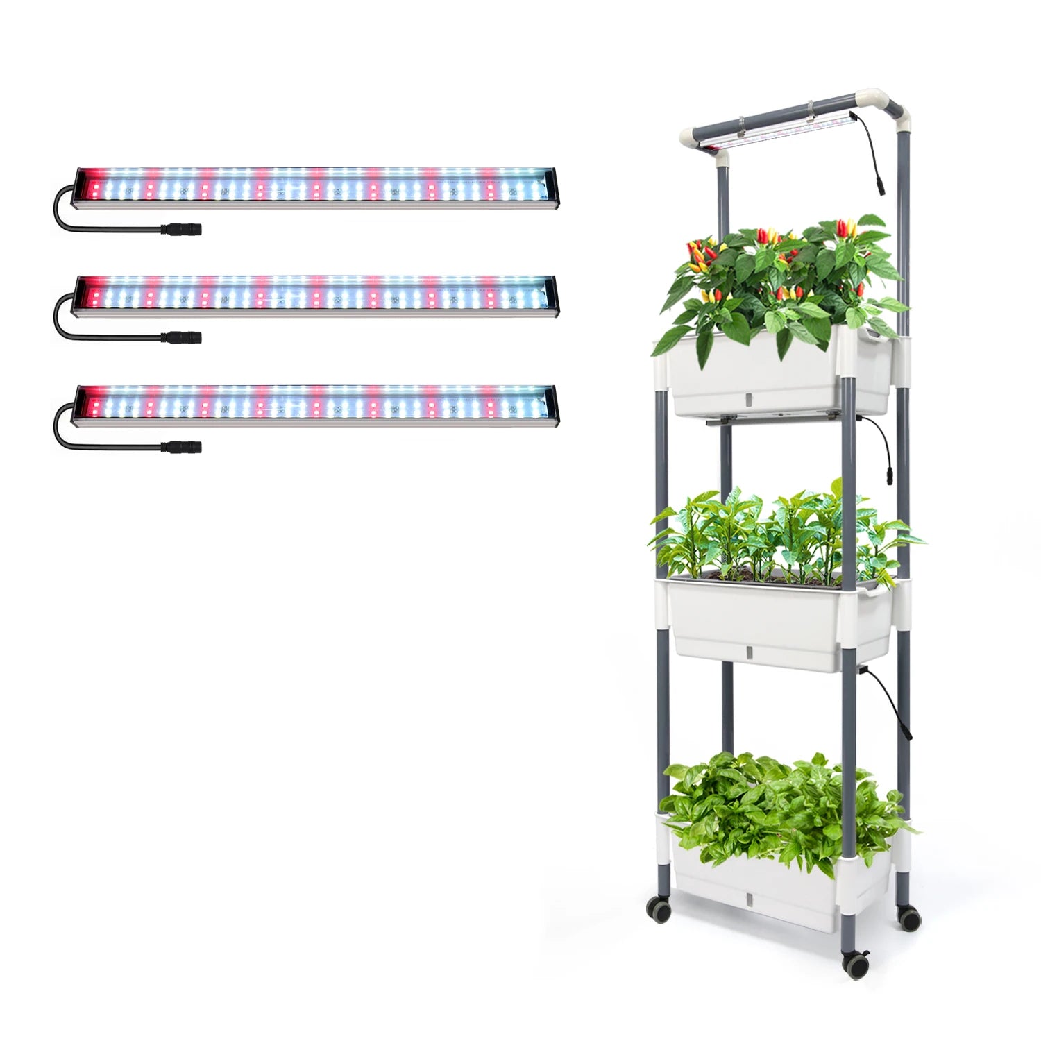 Factory Professional Customized 3-Layer Electronic Self-Watering Plastic Metal Home Balcony Garden Pots Planter System for