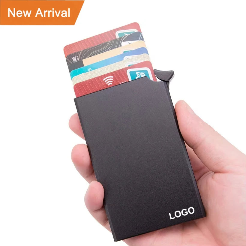 Wholesale 2024 Hot Sale Metal Card Holder RFID Wallet Aluminium Pop up Credit Card Holder for Men