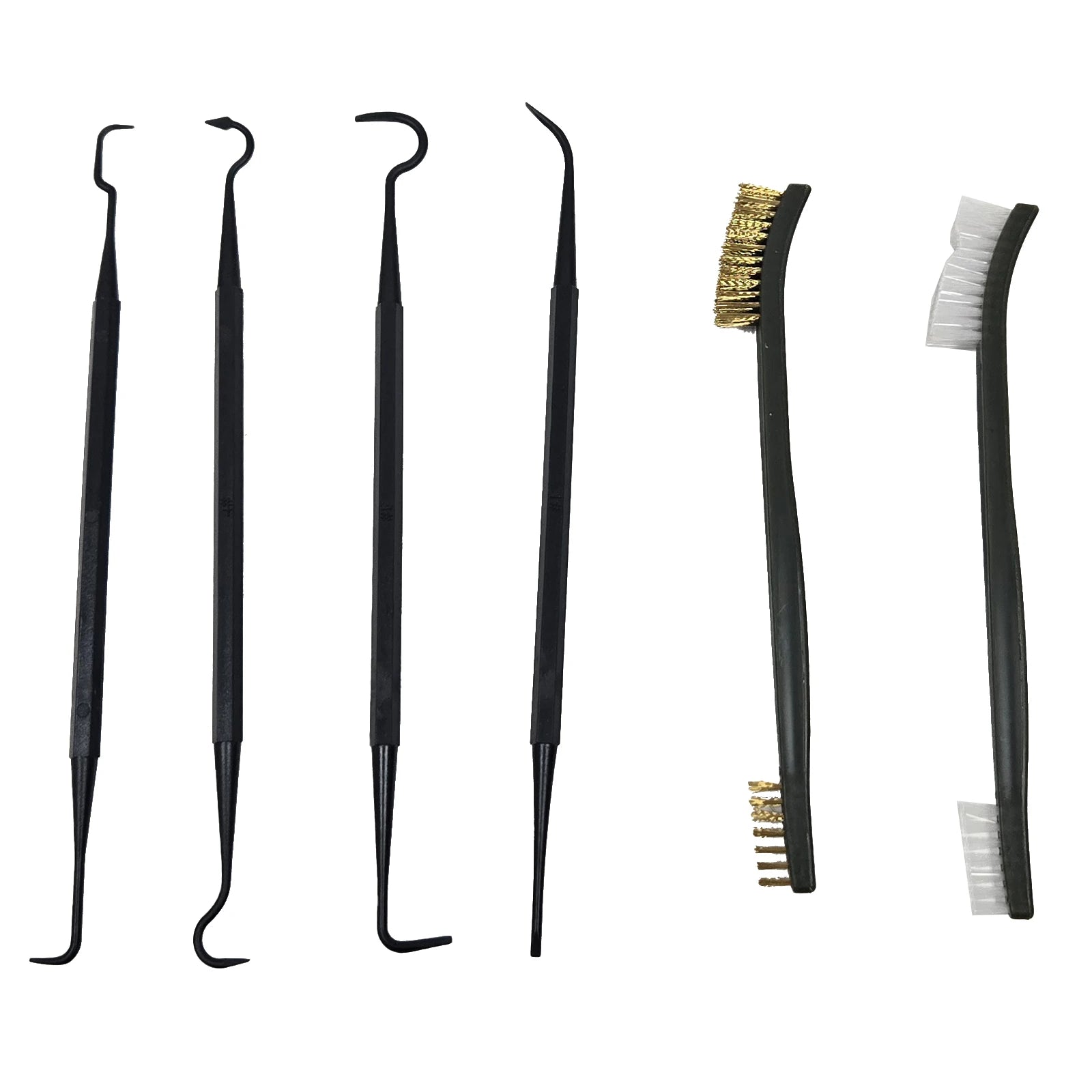 Steel Nylon Double Ended Brass Steel Nylon Bristle 6 Piece Pick Brush Gun Cleaning Kit