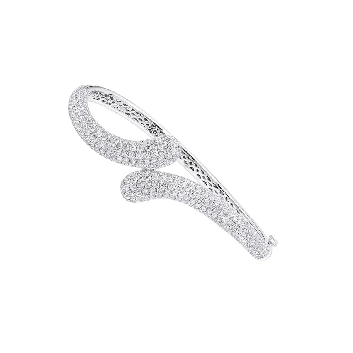 Joe Rodeo Women's Elegant Snake Design 18K White Gold Lab Grown Filled Brilliant Cut Diamond Bangle Bracelet IGI Certified
