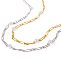 J&D 18k Gold Stainless Steel Pearl Round Faux Shell Pearl Bead Necklace 66+5cm Chic Everyday Accessory