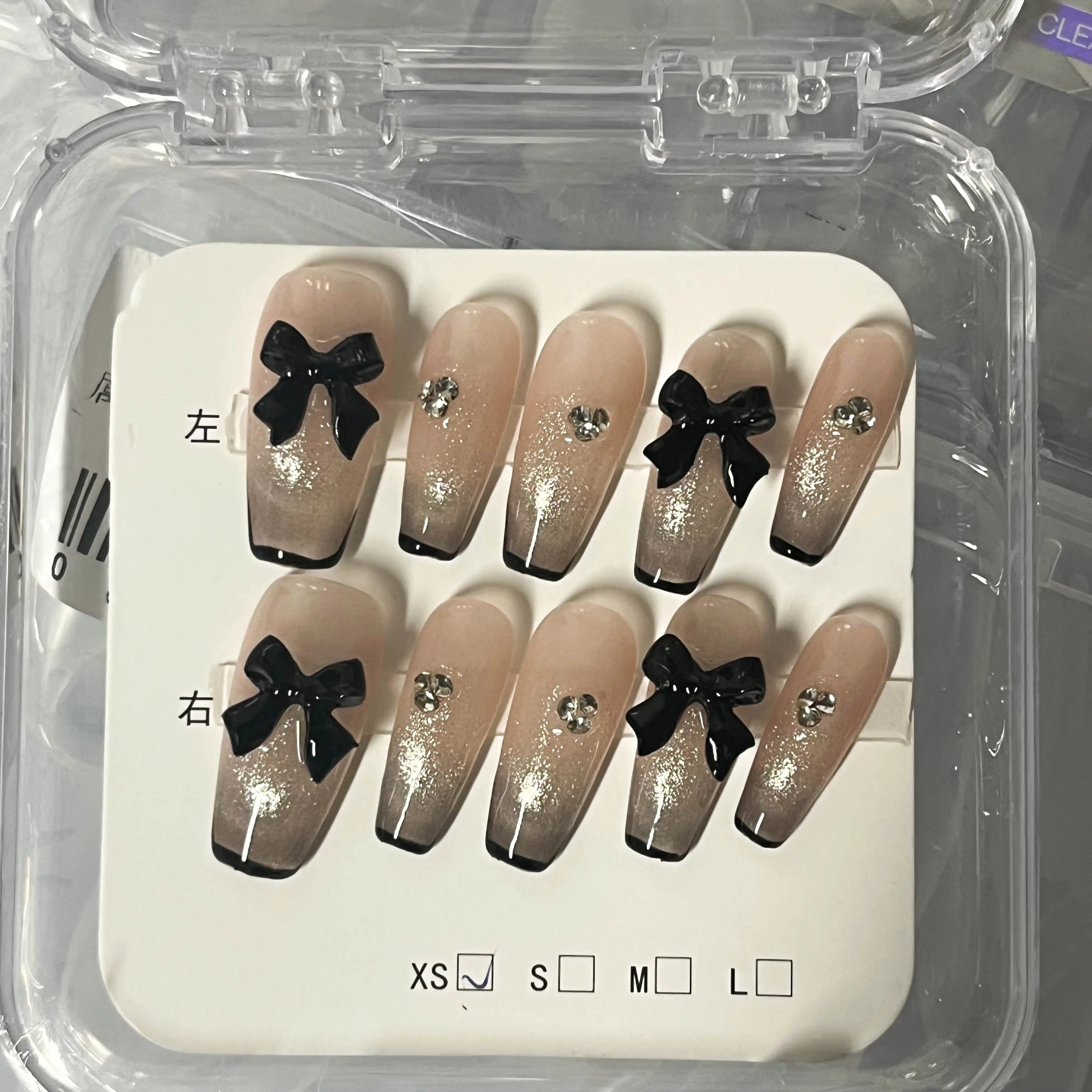 Handmade Reusable Acrylic Diamond False Nails Square Designed Press-On with Glue Convenient Application Package Box Included