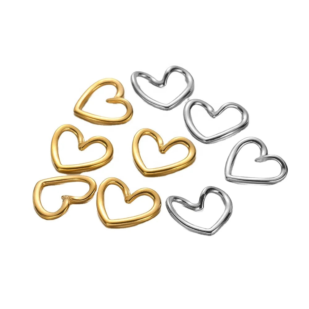 Stainless Steel Hollow Heart Charms Pendant DIY Necklaces Jewelry Earrings Making Findings Bracelet Accessories Supplies