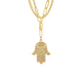 Religious Jewelry Pendant Double Layer Chain Wholesale Stainless Steel Hand Fatima Gold Necklace