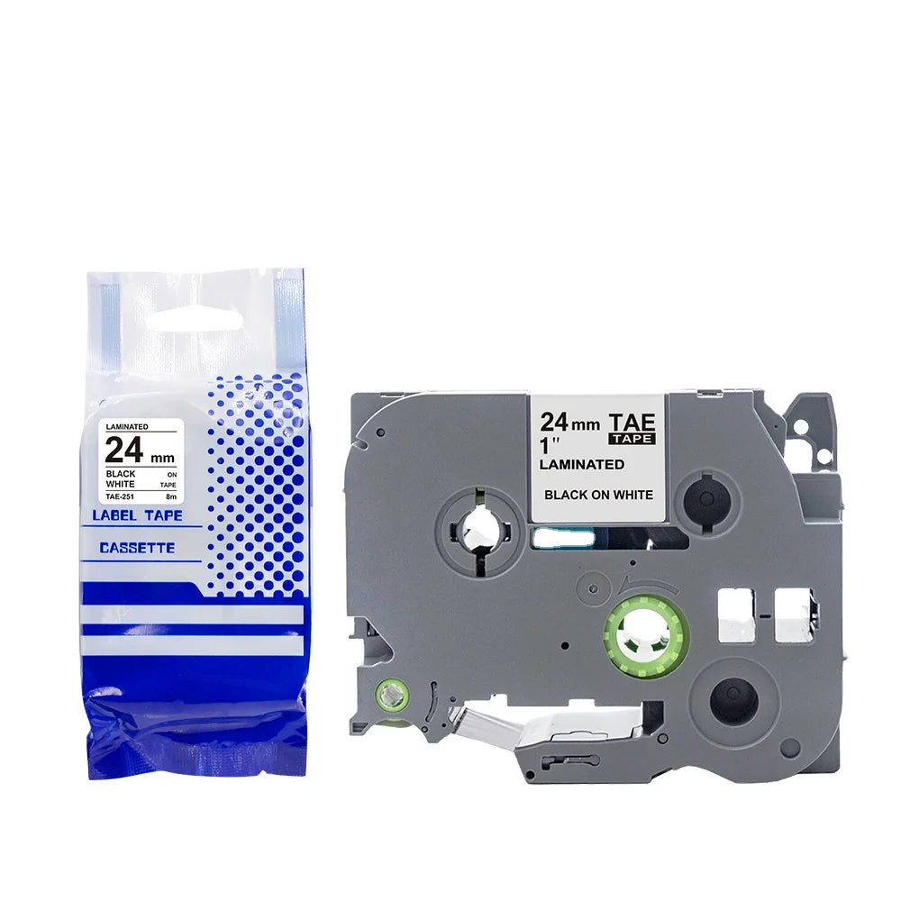 Tatrix Black on White TZ251 TZe251 TZ-251 TZe-251 24mm Compatible Laminated  Label Tape Cartridge for Brother P Touch PT-2100