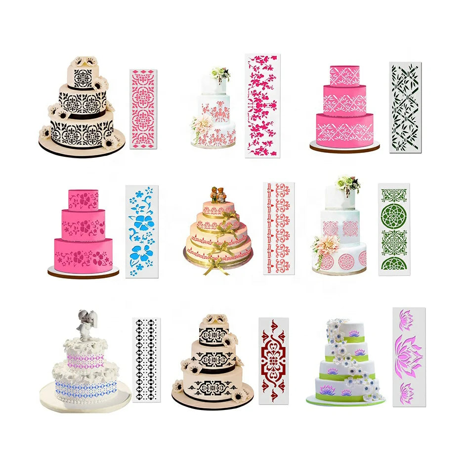 Plastic Cake Stencil DIY Lace Decoration Tool for Party Wedding Christmas Kids Drawing Scrapbook Template with Opp Bag