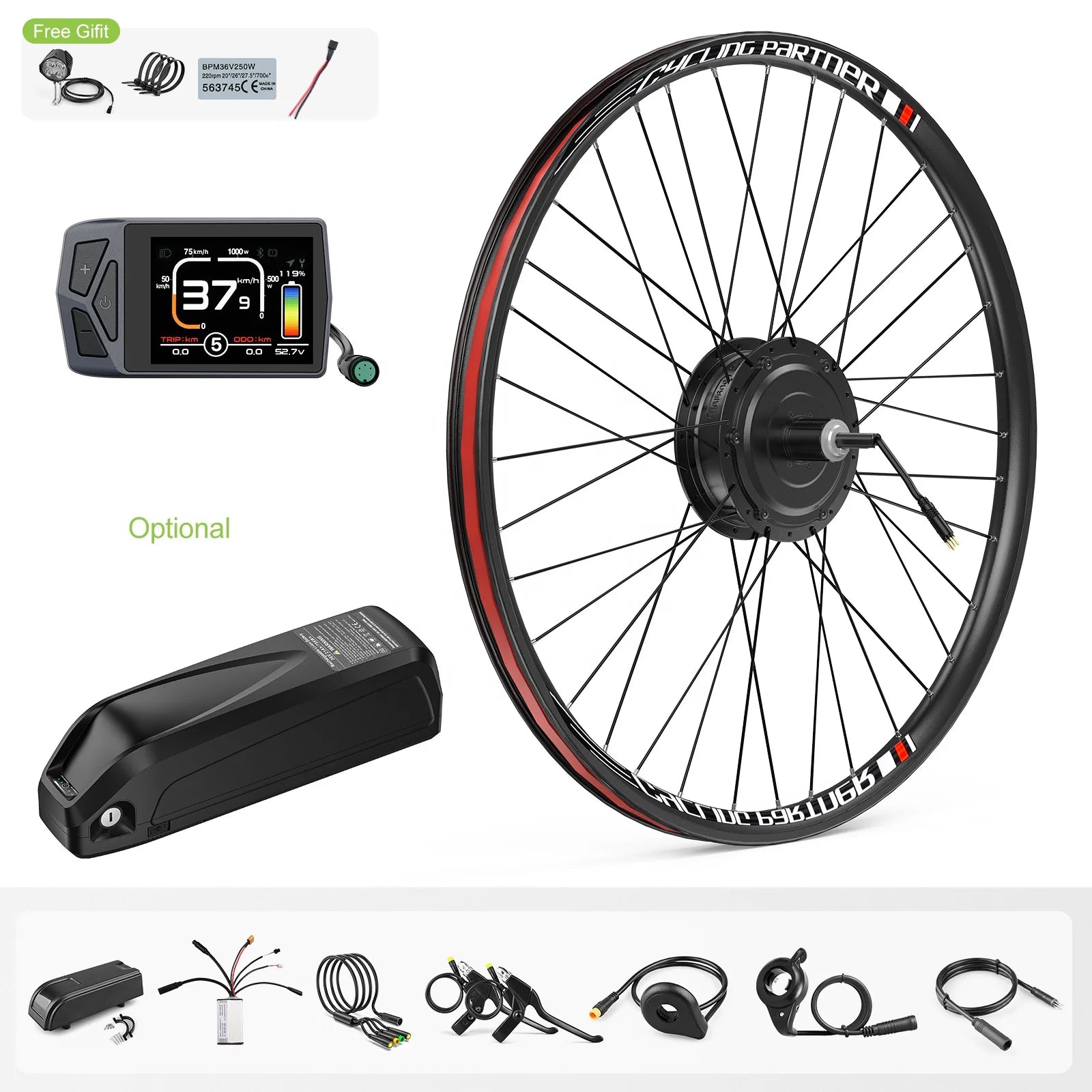 Bafang RM G020 Ebike Conversion Kit 48V 500W Brushless Motor 26"-29"-700C Rear Hub Motor IP65 Ebike Kit with 20Ah Battery