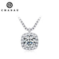 Choker Necklace 5MM 0.5Carat D Color Moissanite Diamond Square Pendant Real 925 Sterling Silver Necklace Gift for Women