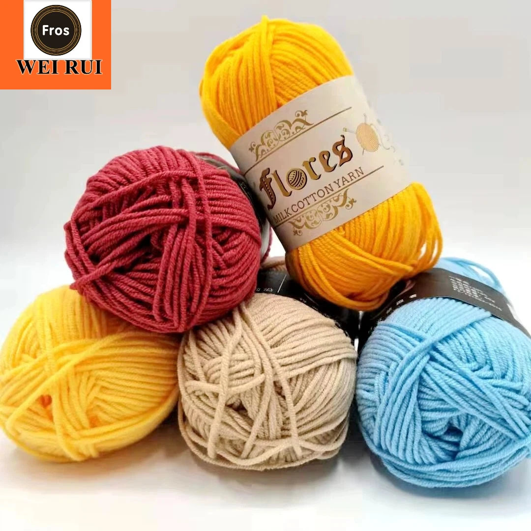 72 SOLID COLOR 4 PLY MILK COTTON CROCHET YARN MILK COTTON CROCHET YARN for RUG TUFTING